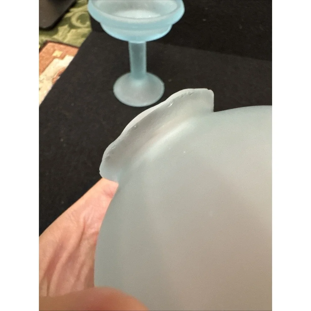 Westmoreland Vintage Baby Blue Frosted Glass 2-Piece Fairy Lamp 6